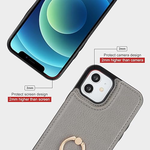 Miniatura 8 de Folosu Funda compatible con iPhone 1212 Pro con soporte para tarjetas, rotación de 360, soporte de anillo de dedo con función atril, protección