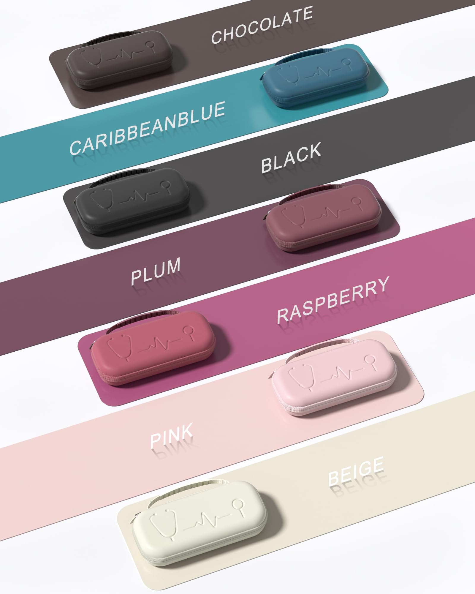 ProCase 聴診器ケース 耐衝撃 ハードEVA 収納ポーチ Littmann Cardiology対応 メッシュポケット付き - ラズベリー | Classic III Lightweight III IV MDF Acoustica等対応, ベルベット裏地, 弾性固定バンド, 軽量コンパクト, 持ち手付き, 医療従事者への贈り物に
