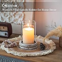 Vista 2 de Glasseam Glass Hurricane Candle Holder, Decorative Candle Holders for Pillar Candles, Boho Candle Holders for Table Centerpiece, Glass Cylinder With