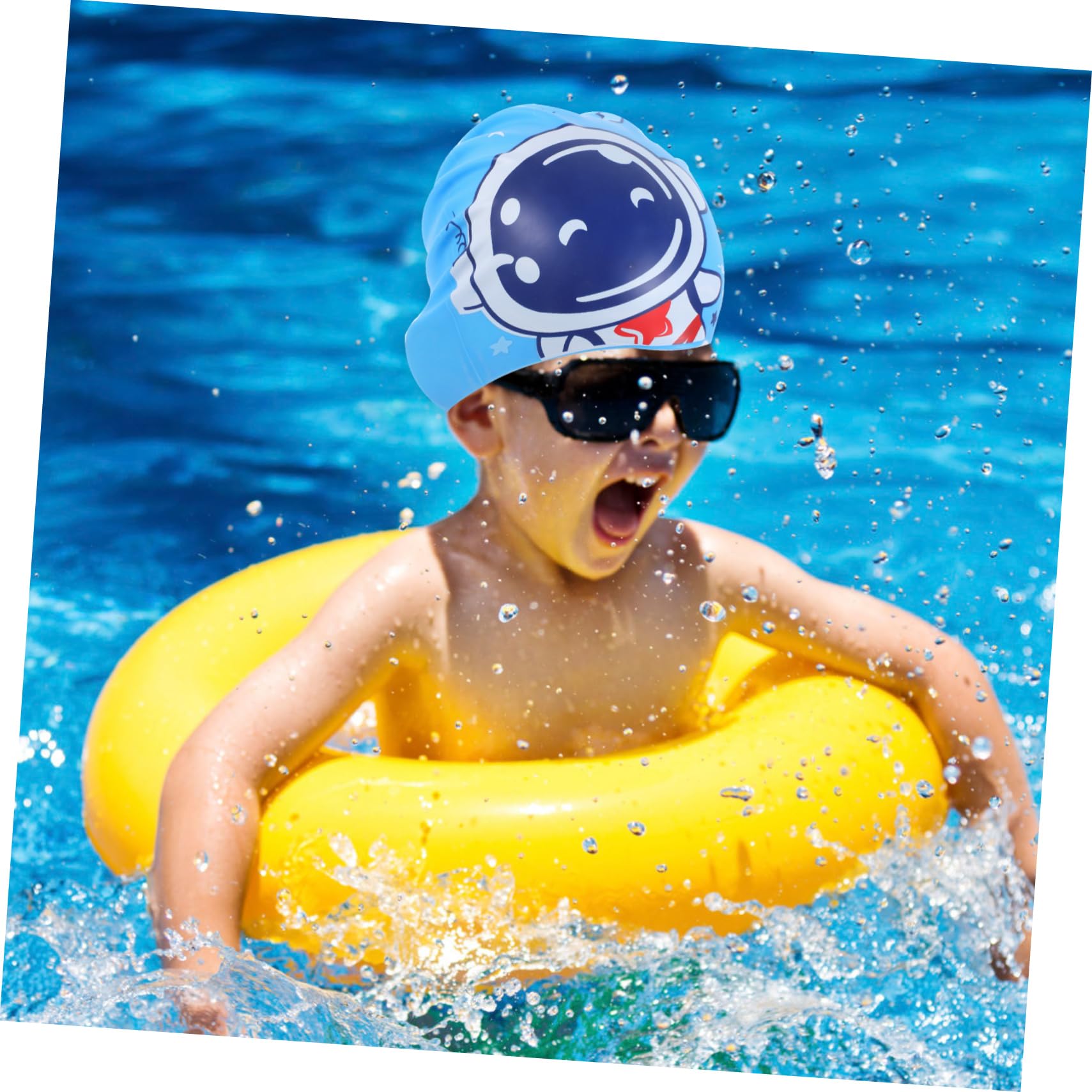 Kisangel Badekappe aus Silikon für Schwimmbrille für Erwachsene gießen schwimmkappe für badekappen für -Badekappen für Mädchen Badekappe für Kleinkinder Blue