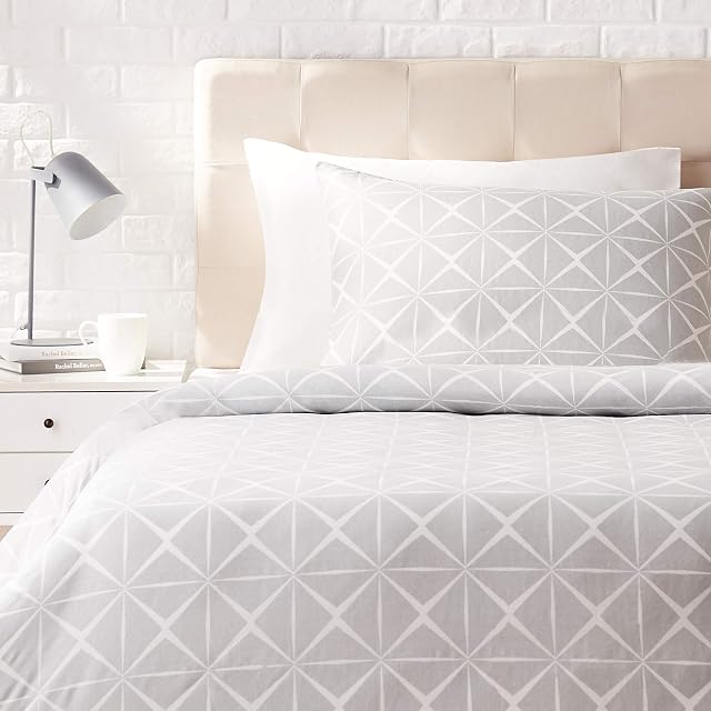 Amazon Basics Sateen Duvet Cover Set - 135 x 200 cm / 50 x 80 cm x 1, Quartz Grey