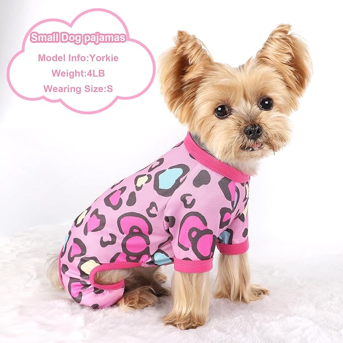 Pijama para Perros Pequeños, Algodón Ligero, Manga Larga, Estampado Leopardo, XS miniatura 5