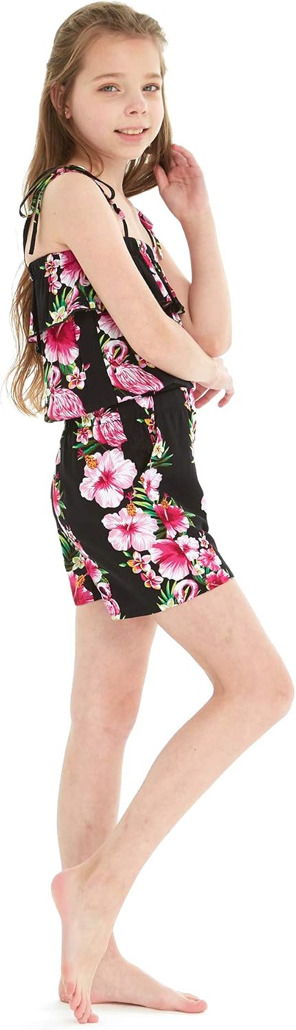 Hawaii Hangover Family Matching Hawaiian Clothes, Pink Hibiscus Vine Black | Family matching Hawaiian outfits, Pink Hibiscus Vine Black, lightweight rayon, machine washable, tropical floral print, luaus