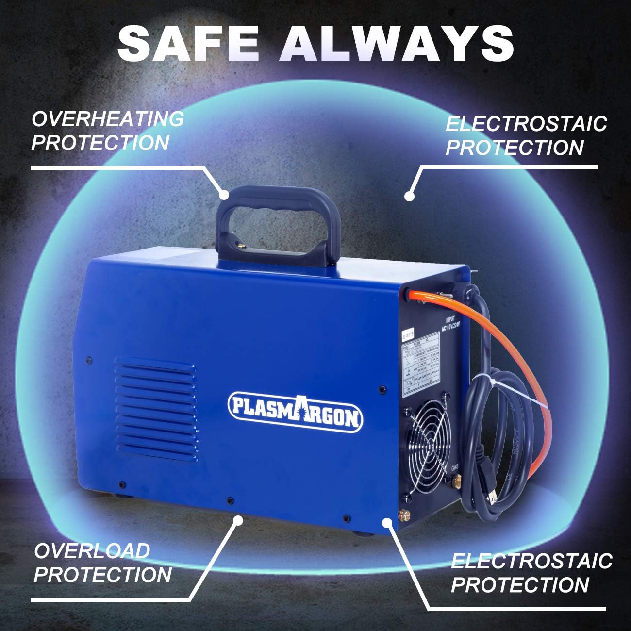 Exclusive Discount 🔥 Hookey PLC55pro 50Amp Air Inverter Plasma Cutter With Non-Touch Pilot Arc 110V/220V ±15% Dual Voltage Digital Display IGBT Portable Cutting Machine 1/2 Clean Cut With Tools Accessories Blue