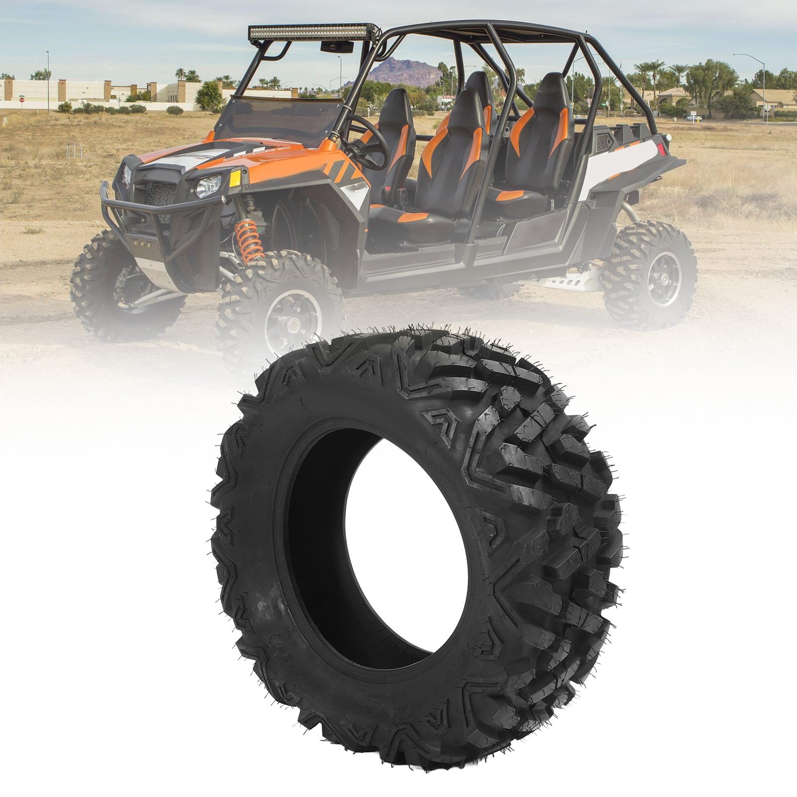 Luocute Neumático de Rueda ATV UTV 27x9-14, Neumático sin Cámara Todo Terreno Todoterreno de 6 Capas para Cortacésped ATV UTV SxS Cart Go Kart