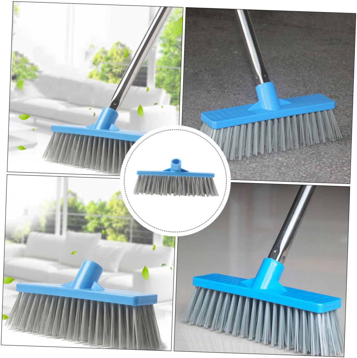 TEHAUX Floor Broom Head Replacement with Stiff Blue Bristles for Household Cleaning Practical Sweeping Tool Accessory for Kitchen Bedroom Garage Sidewalk Use Efficient Multi-Surface
