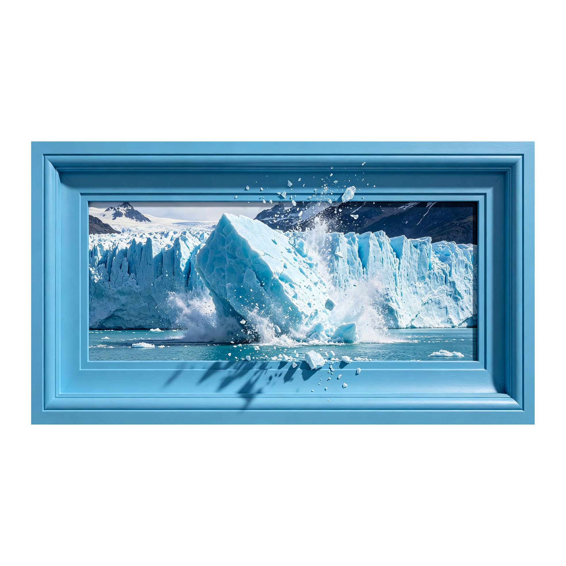 Yzpallescene 3D Framed Wall Art 50cm×100cm Glacial Iceberg Seascape Realistic Panoramic Large Size SelfAdhesive Removable Wall Decor Prints Artwork for Living Room Bedroom Office
