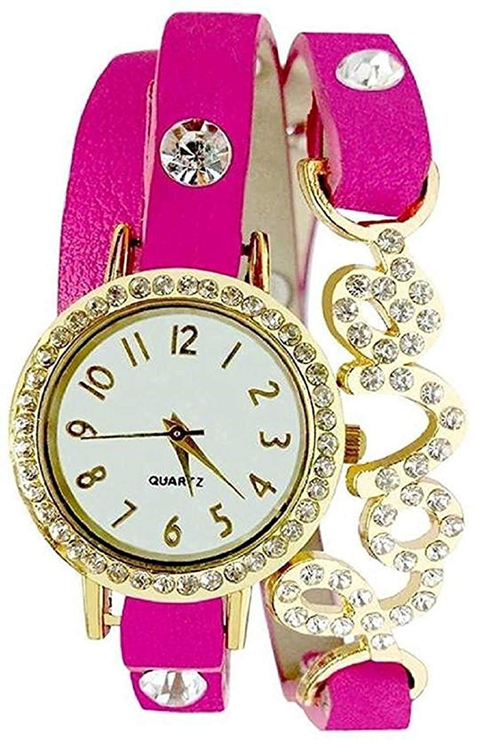 Goldenize fashion Analogue Womens & Girls Watch (White Dial Pink Colored Strap) (B07HKL2RZW) Amazon Price History, Amazon Price Tracker