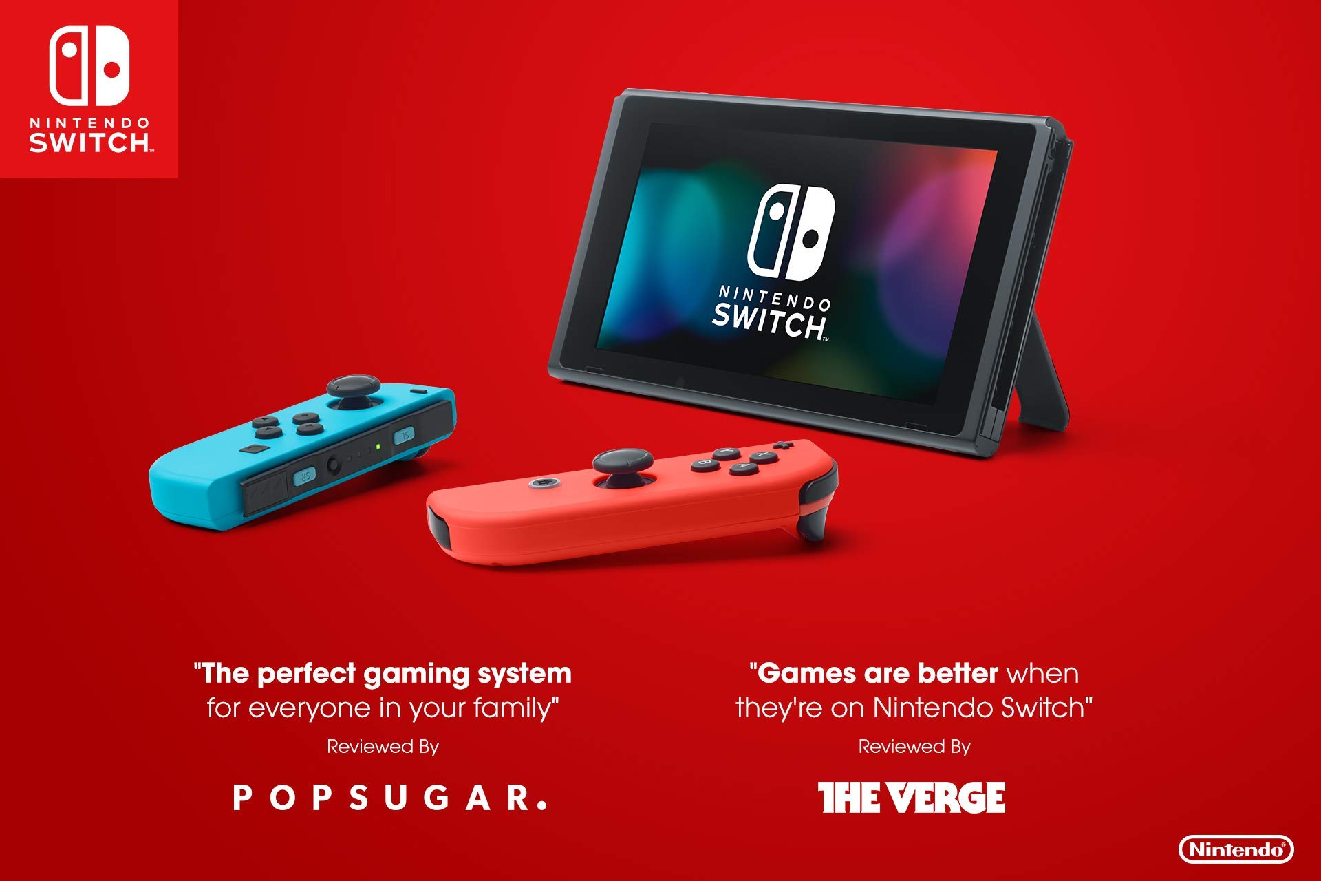 Nintendo Switch – Neon Red and Neon Blue Joy-Con (Renewed)