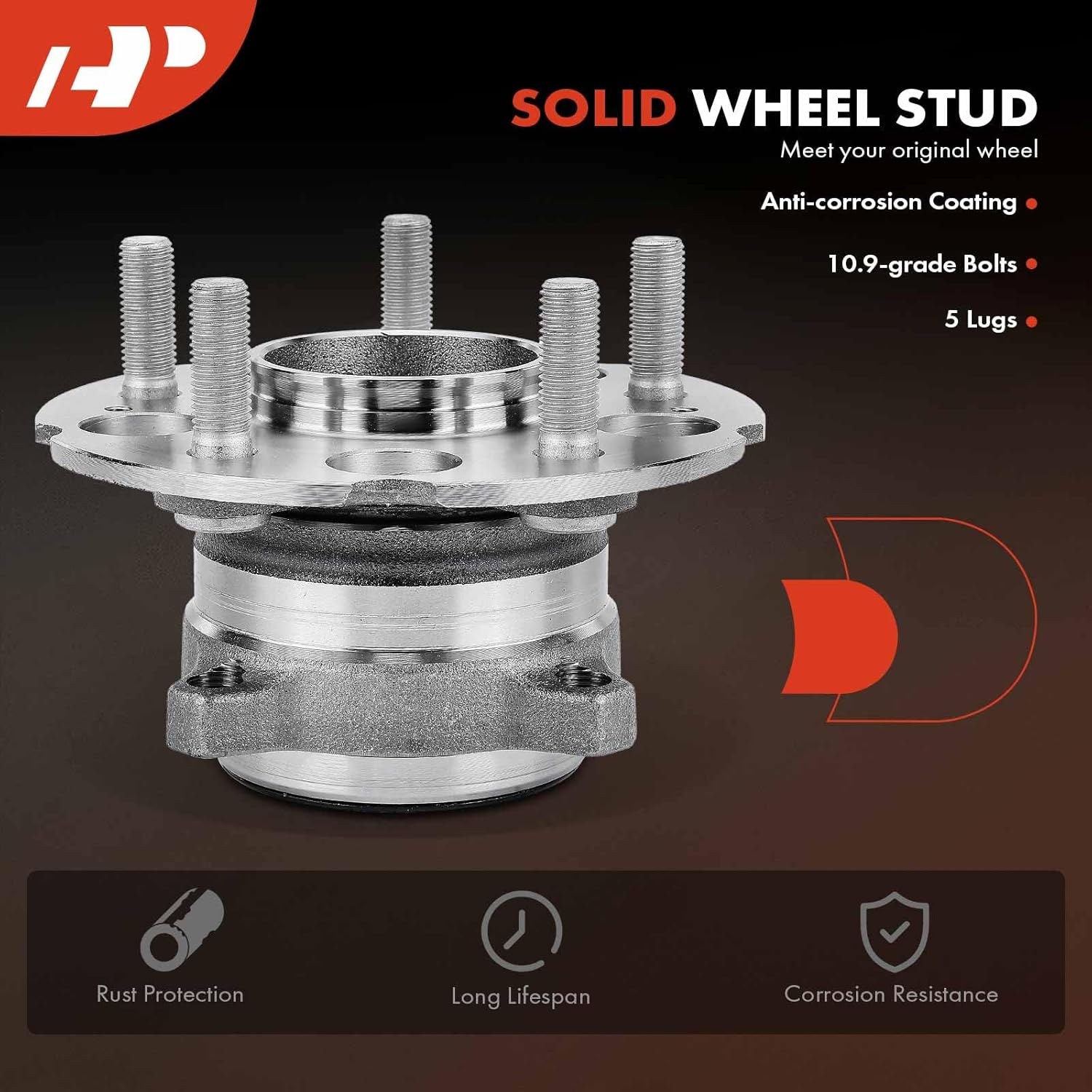 A-Premium Rear Wheel Bearing and Hub Assembly with 5-Lug Compatible with Honda Accord Crosstour 2010-2011, Crosstour 2012-2015, AWD Only