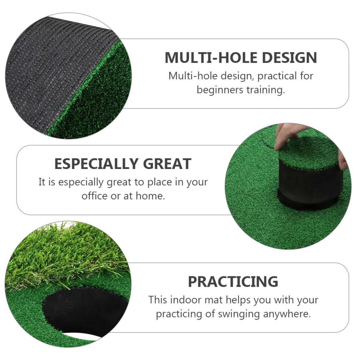 Toddmomy Golf Practice Swing Mat Indoor Putting Mats Ergonomic Design Multi-Hole Putting Pad for Accurate Shots