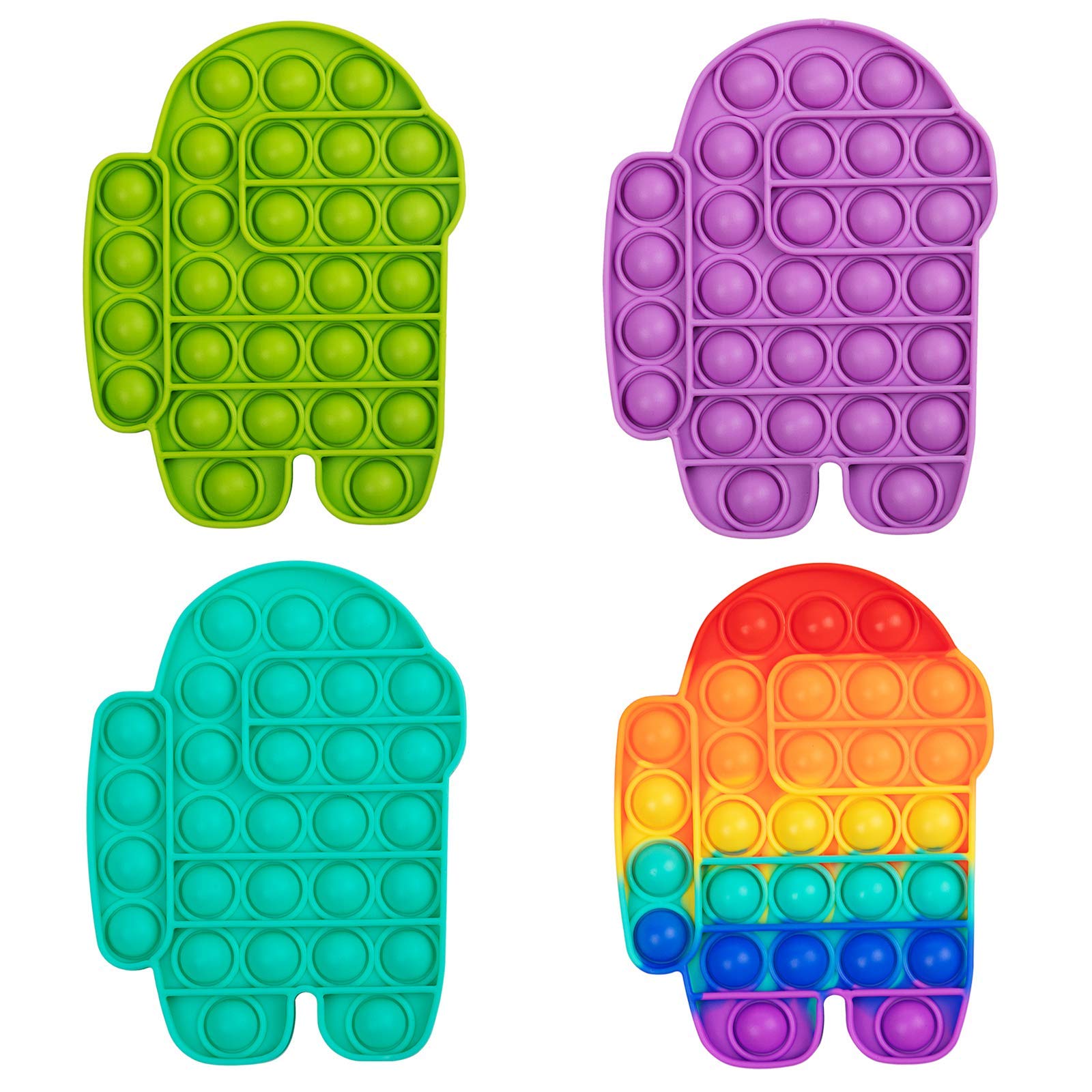 WQFXYZ Pop Push It Bubble Fidget Sensory Toy, a Special Multi Shaped High Grade Soft Silicone Extrusion Toy Suitable for All Ages (Multicolor 4pcs) (4PC-Colors) (Multicolor 4pcs) (Multicolor 4pcs)