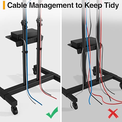 Miniatura 8 de Soporte de TV móvil sobre ruedas para televisores de pantalla planacurvos de 32 a 70 pulgadas, soportes de televisión con ruedas y altura ajustable,