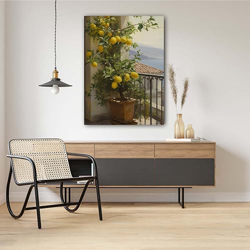 Miniatura 6 de Arte de pared vintage italiano de la costa de Amalfi con árbol de limón positano, paisaje de la costa mediterránea, paisaje, naturaleza muerta,