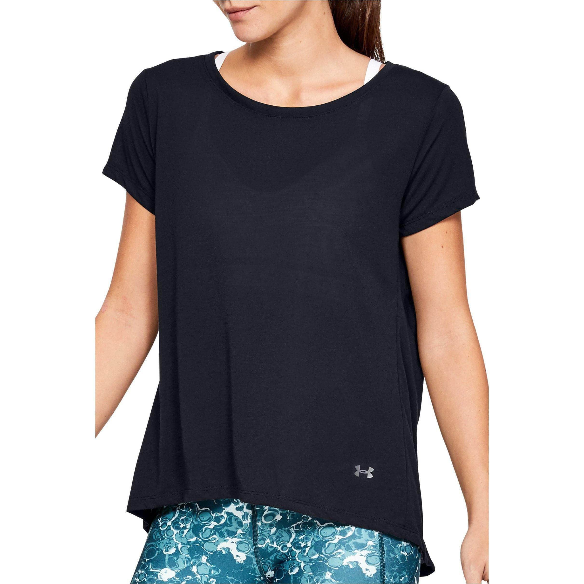 Under Armour UNDKU Women UA Whisperlight SS Foldover Short-sleeve Shirt - Black/Black/Tonal (001), SM