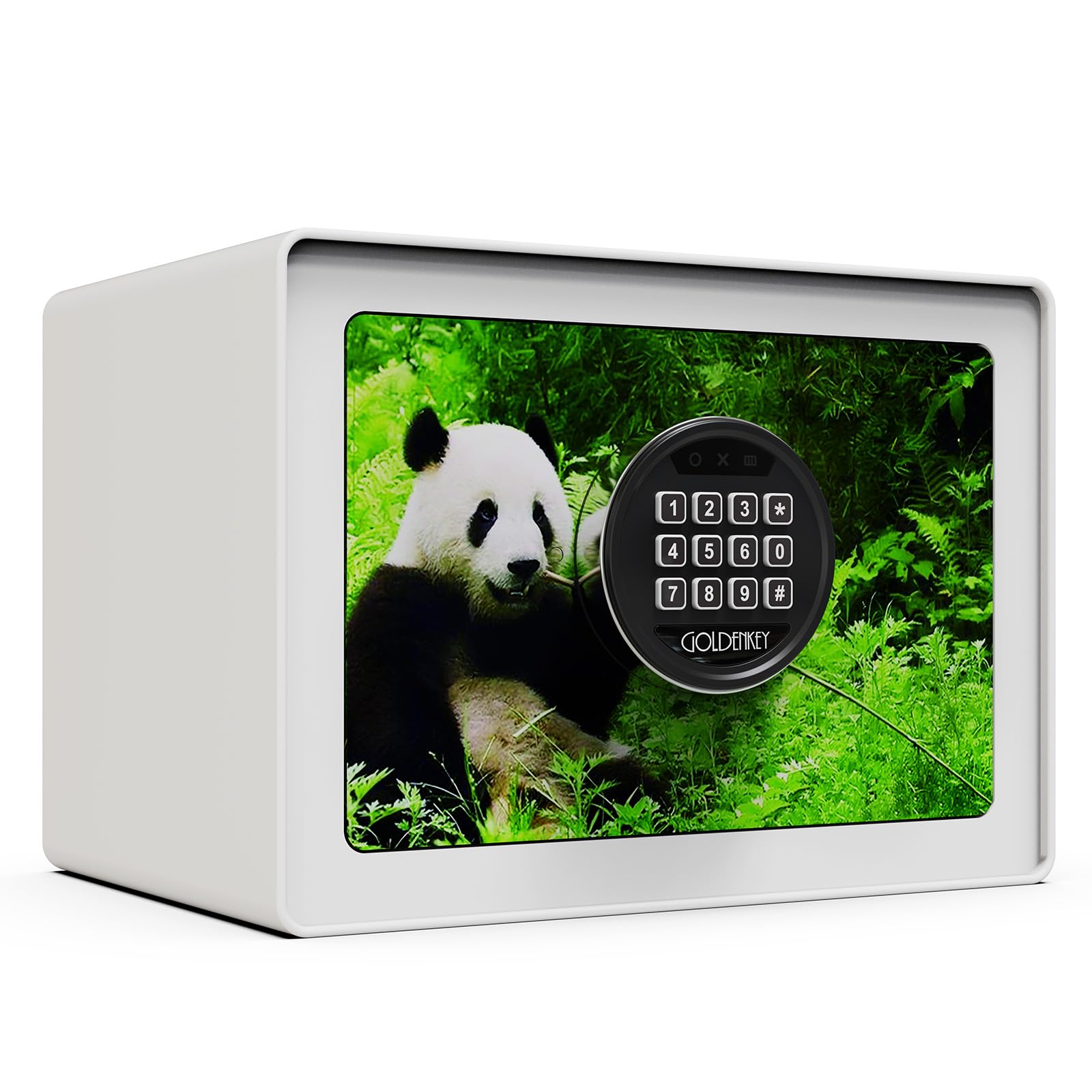 GOLDENKEY Digital Security Safe and Lock Box,Small Safe box for Money, Keypad Lock,Perfect for Home Office Hotel Business Jewelry Gun Use Storage,0.5 Cubic Feet,Panda