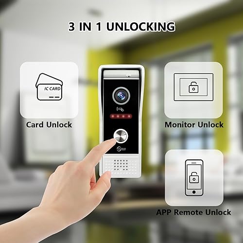 Miniatura 2 de TUYA - Timbre de video con cable, intercomunicador de apartamento, timbre HD 1080P, 2 unidades de 10 pulgadas, sistema de monitor táctil completo de