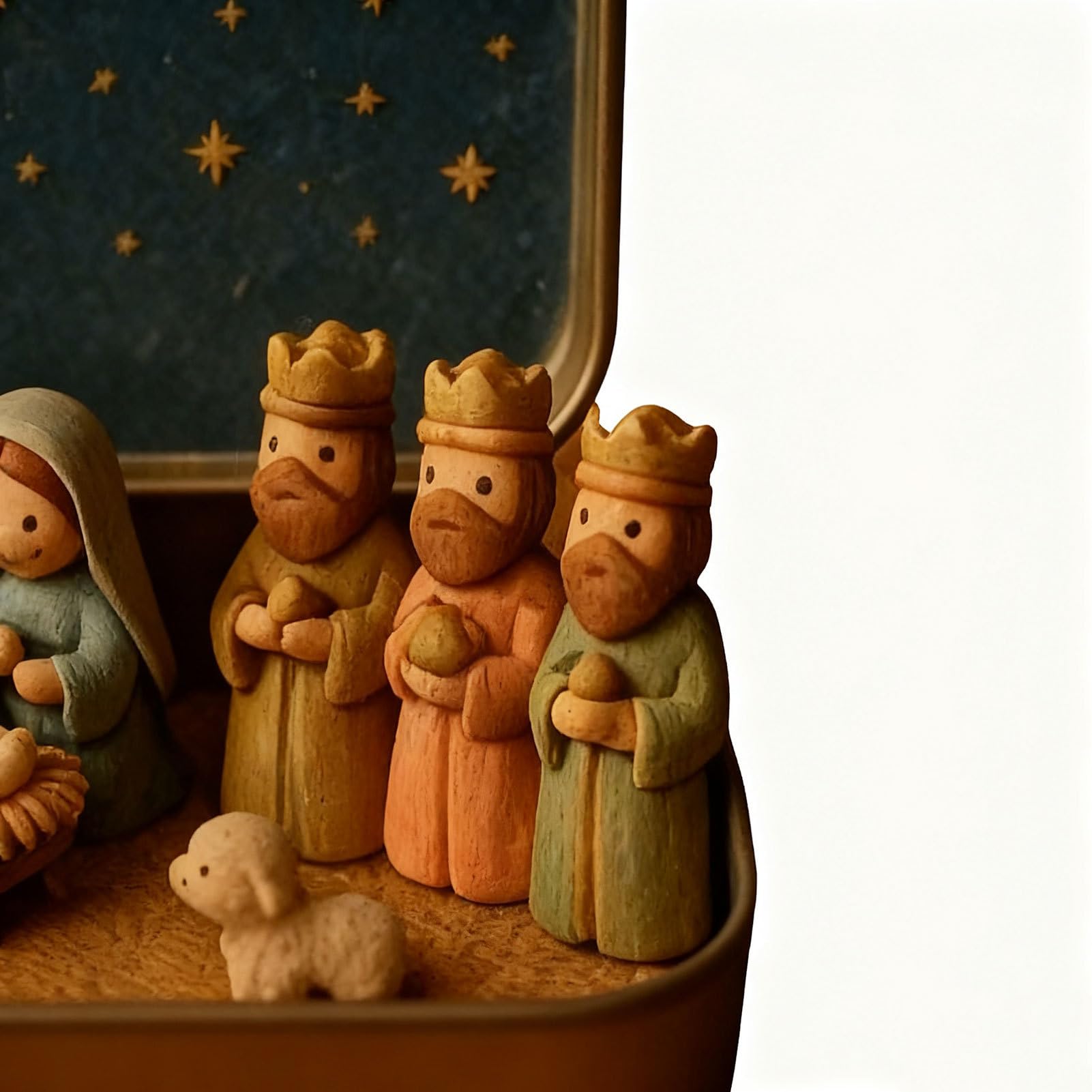 13x2,5x8cm Belen Navideño Decorativo, Figura para Nacimiento De Navidad, Decoración Belén De Navidad, Pequeño Belen En Caja De Lata, Decoración del Nacimiento De Jesús De Tamaño De Bolsillo