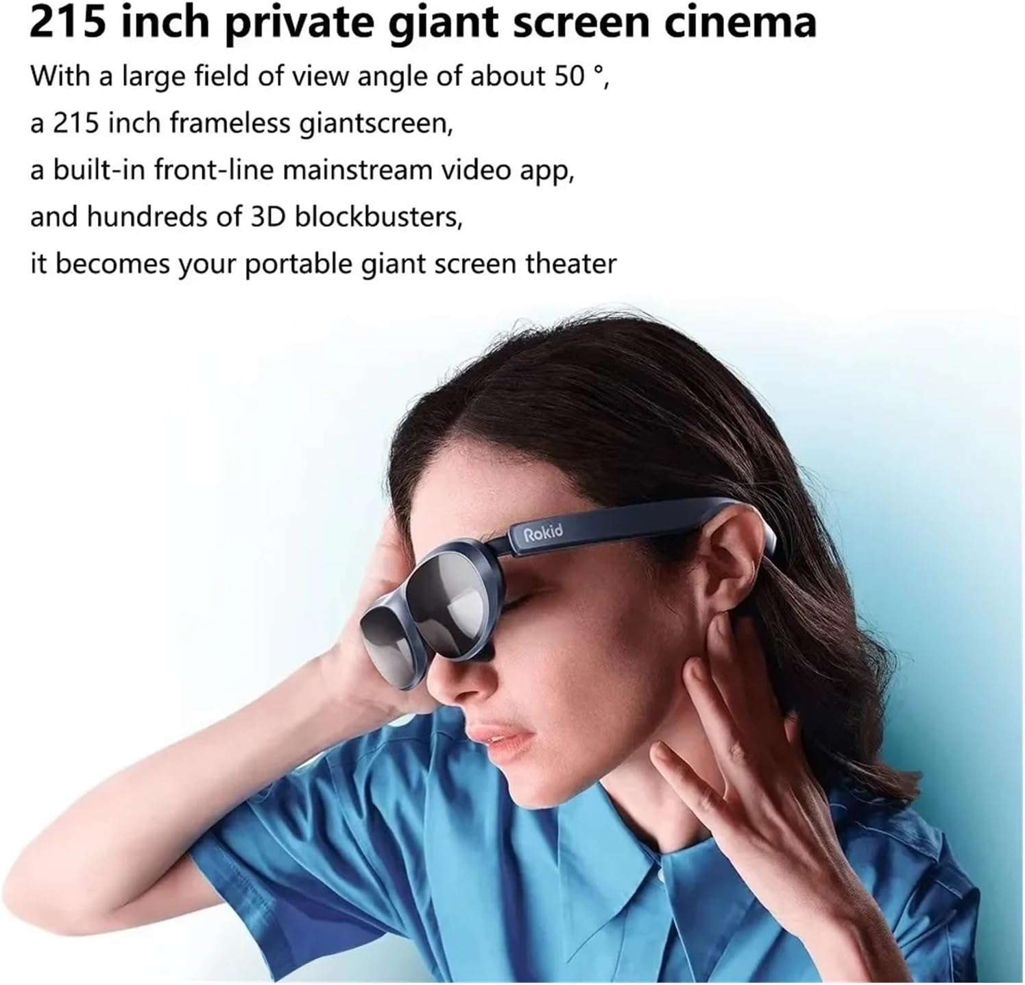 Compatible for Rokid Max AR 3D Smart Glasses Micro OLED 215”Max Screen 50° FoV Viewing for Phones/Switch/PS5/Xbox/PC VR All-in-One(Whit HUB)
