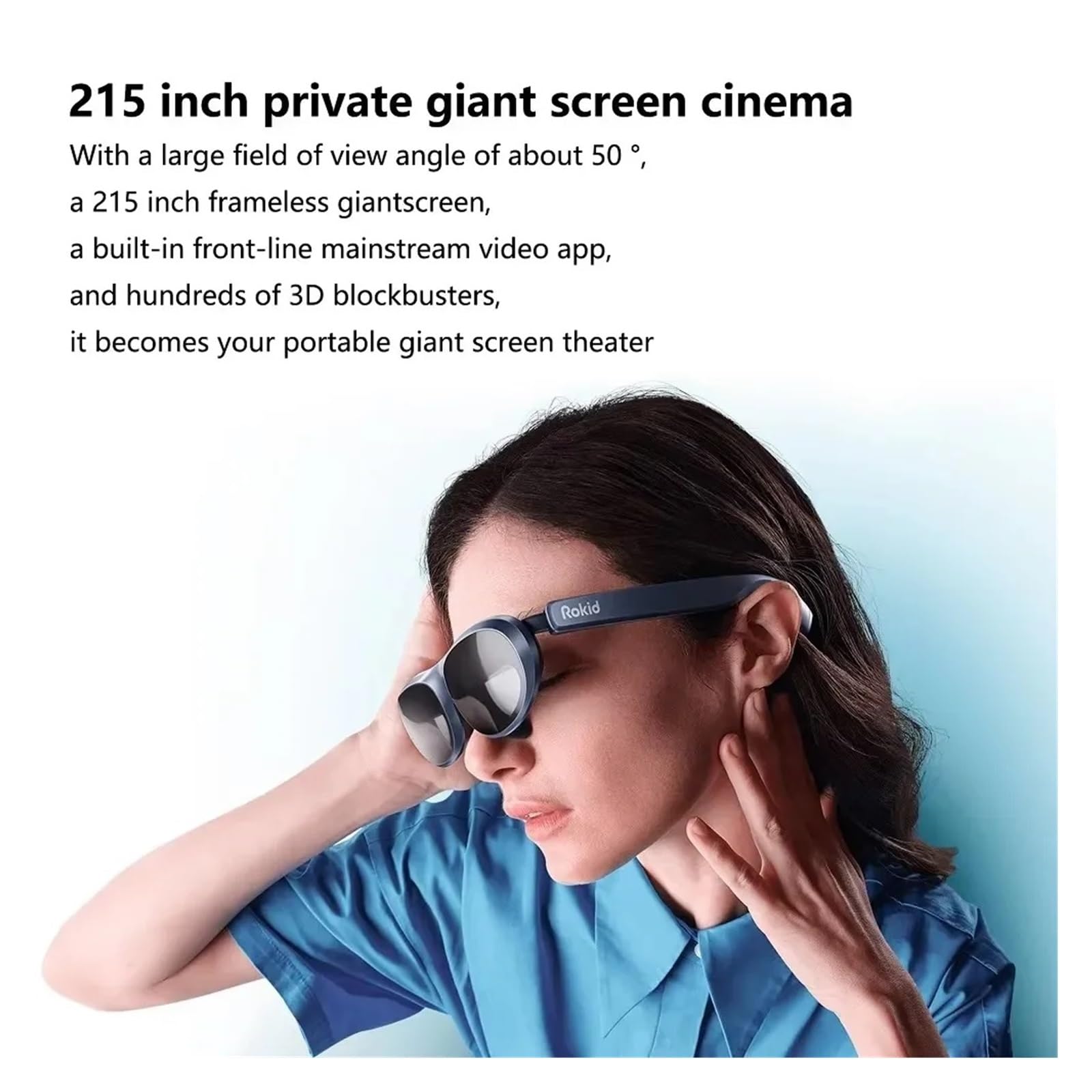 Compatible For Rokid Max AR 3D Smart Glasses Micro OLED 215”Max Screen 50° FoV Viewing For Phones/Switch/PS5/Xbox/PC VR All-in-One(With HDMI to USBC)