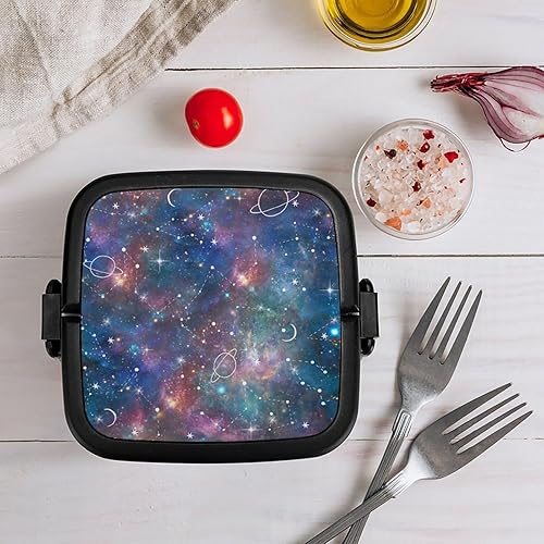Miniatura 8 de Constellation Moon and Planet Galaxy - Lonchera para adultos, doble capa, a prueba de fugas, contenedores de viaje con cuchara para comida caliente