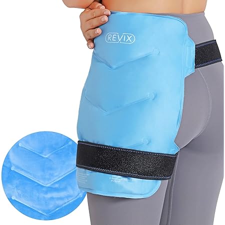 REVIX Hip Ice Pack Wrap for Bursitis Reusable Gel Cold Pack for Hip Replacement Surgery, Soft Plush Lined Cold Compress for Injuries to Shoulder Back Hip Thigh and Knee