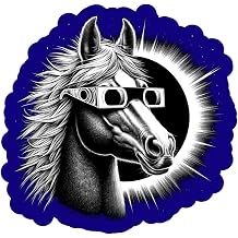 Solar Eclipse horse with Glasses sticker blue