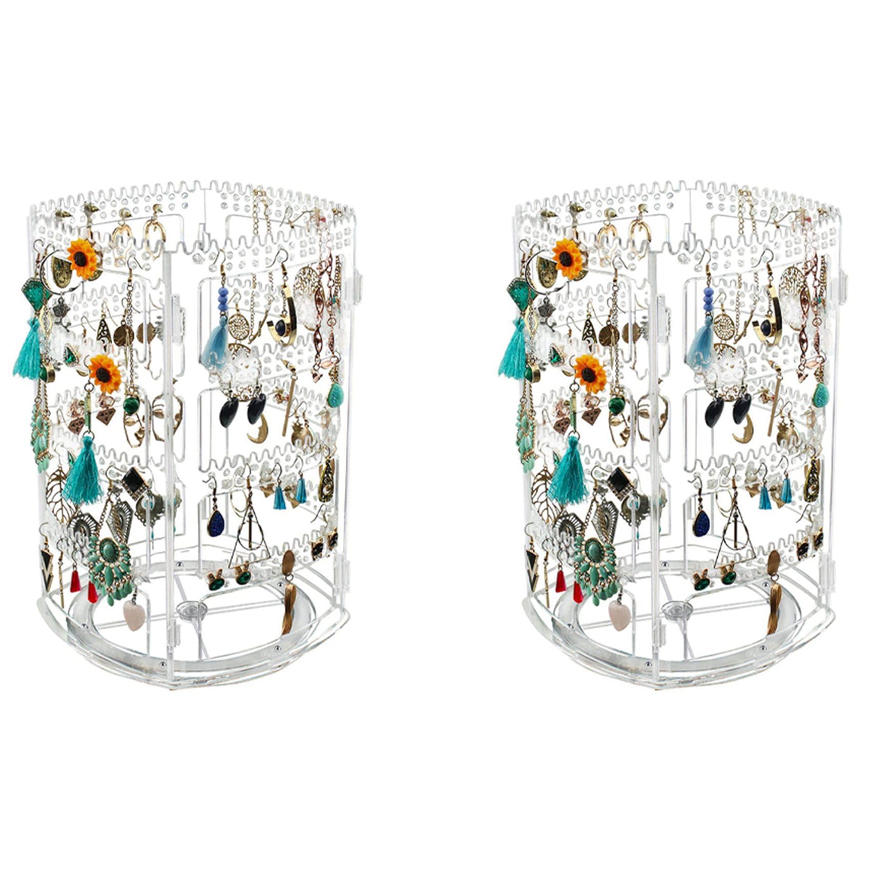 Rangement boucles d'oreilles rotatif acrylique pour éviter les bijoux emmêlés
