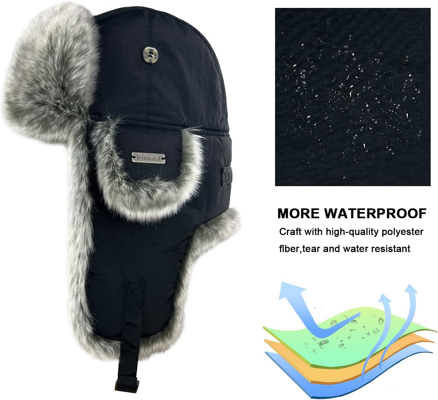 Ushanka Winter Trapper Hat with Ear Flaps for Men Women Warm Hunting Aviator Hats for Outdoor Cold Weather Faux Fur Hat