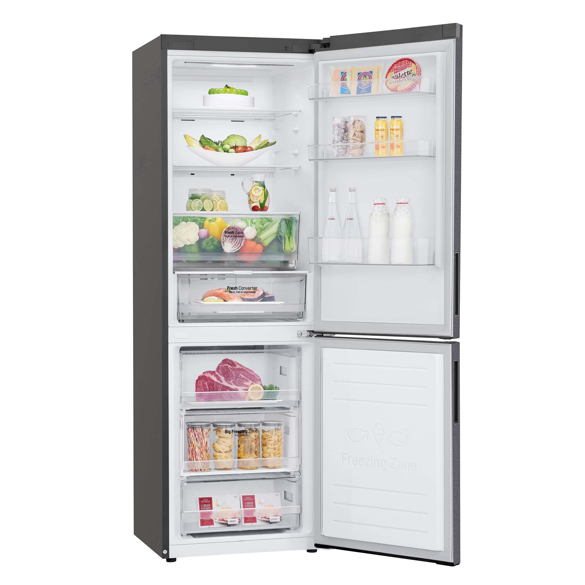 LG GBP61DSXGC - Frigorífico Combi No Frost, Congelador, Compresor Smart Inverter, Color Inox Antihuellas, 186 cm, 341 l