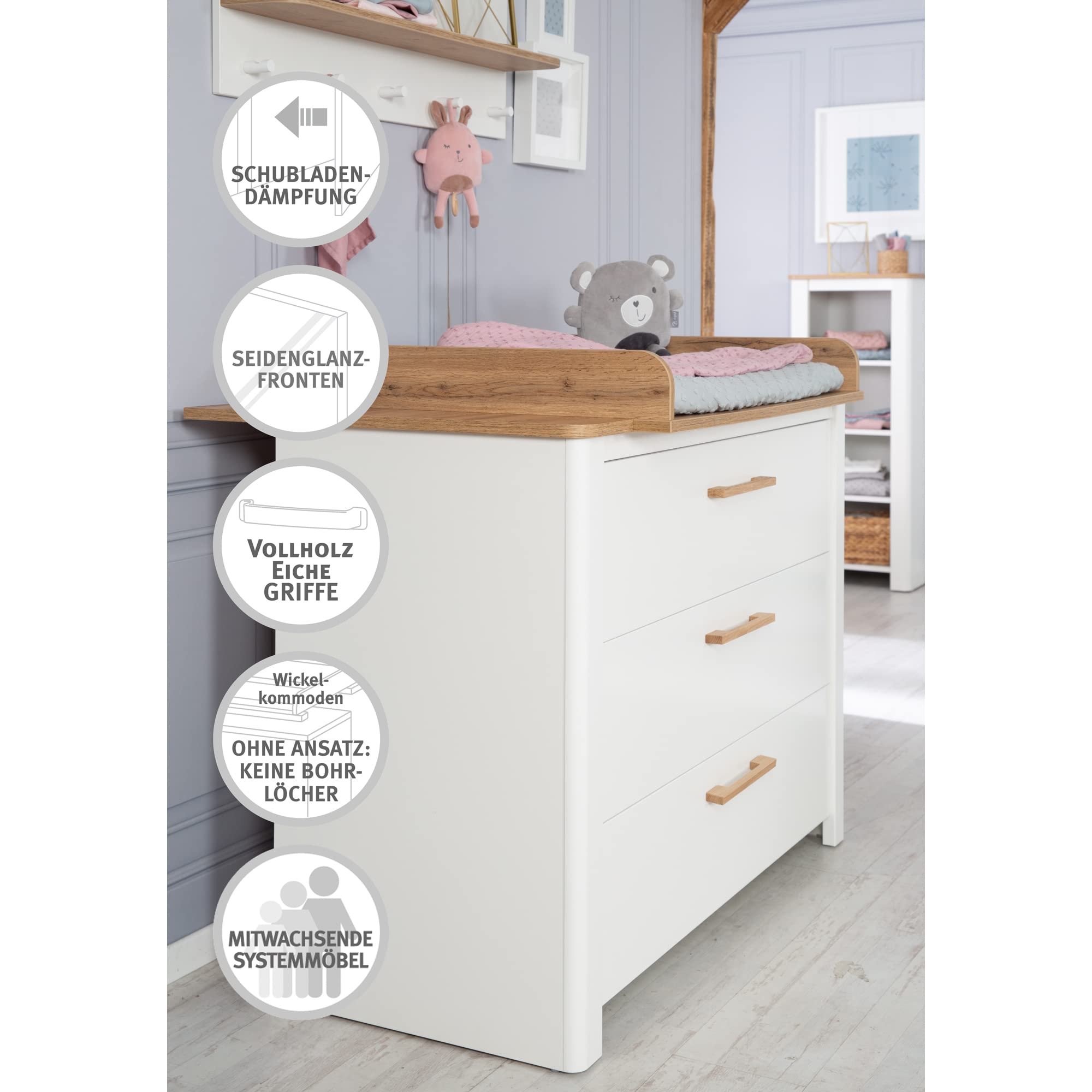 roba Dynamic24 AVA - Cómoda con Cambiador (90,5 cm), diseño de Roble