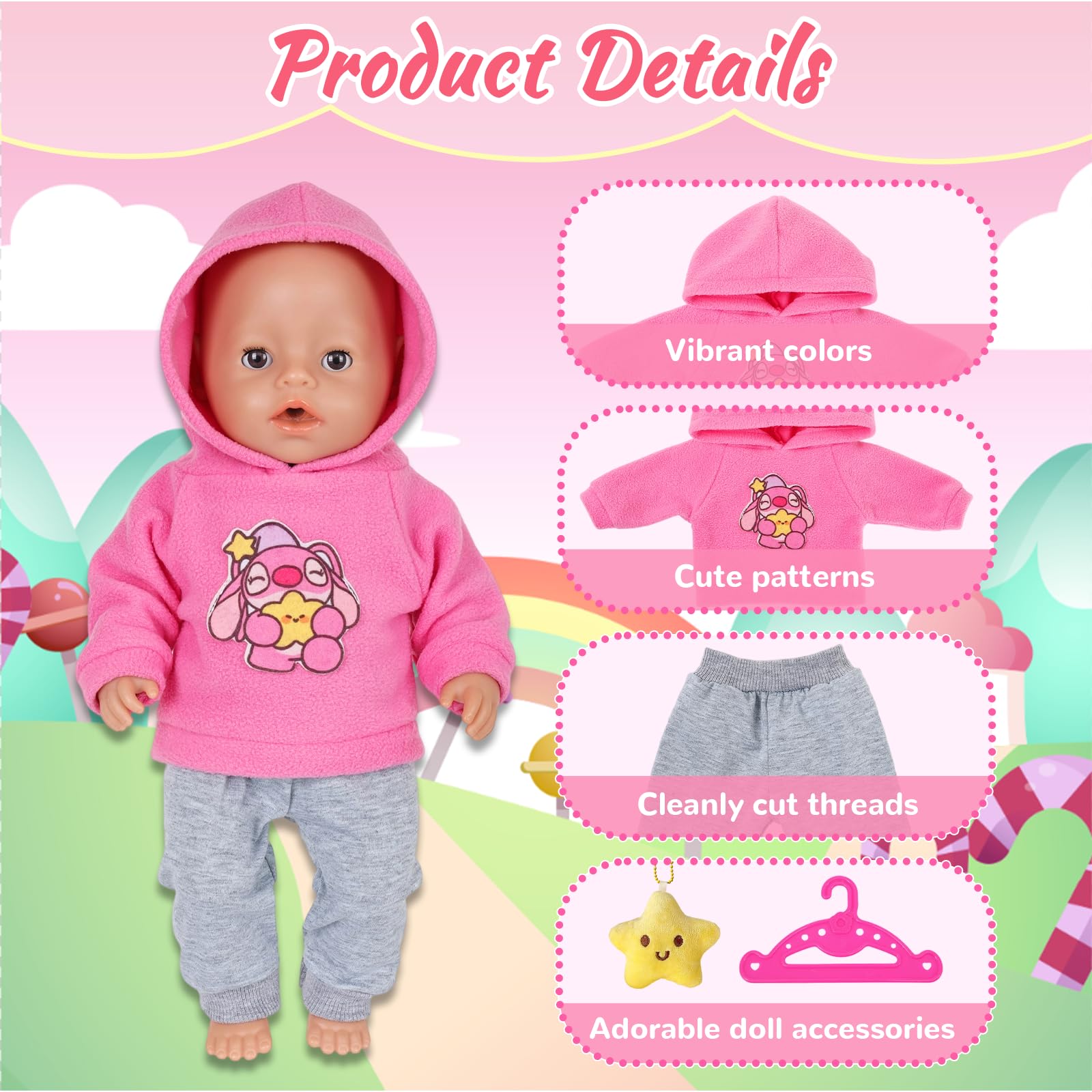 5 Pcs Baby Doll Clothes for 14-17 Inch Doll - Image 3