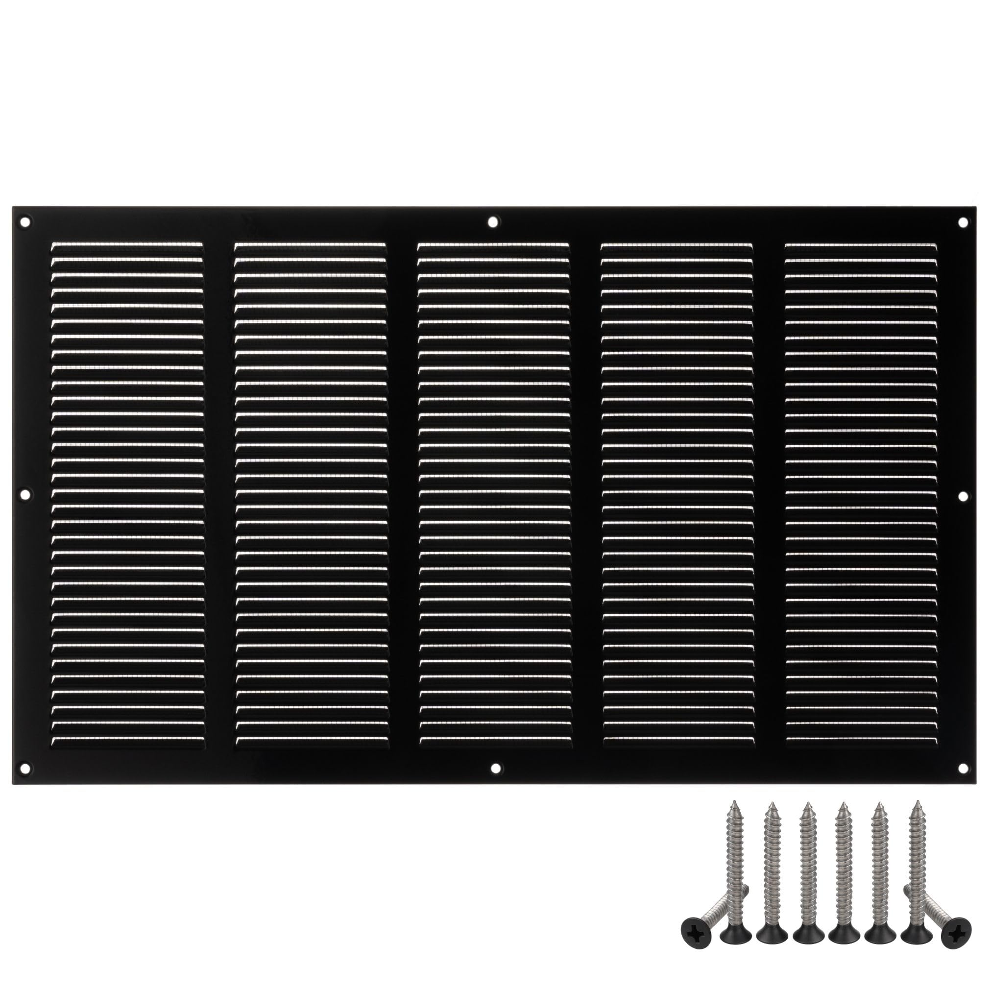 Lirast Black 500X300mm / 20X12 Inch Metal Ventilation Grille - Air Vent Cover With Insect Mesh