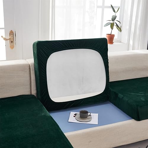 Miniatura 2 de OKYUK Fundas para sofá modular, universales, resistentes al desgaste, de terciopelo en forma de L, fundas de sofá separadas para sofá seccional