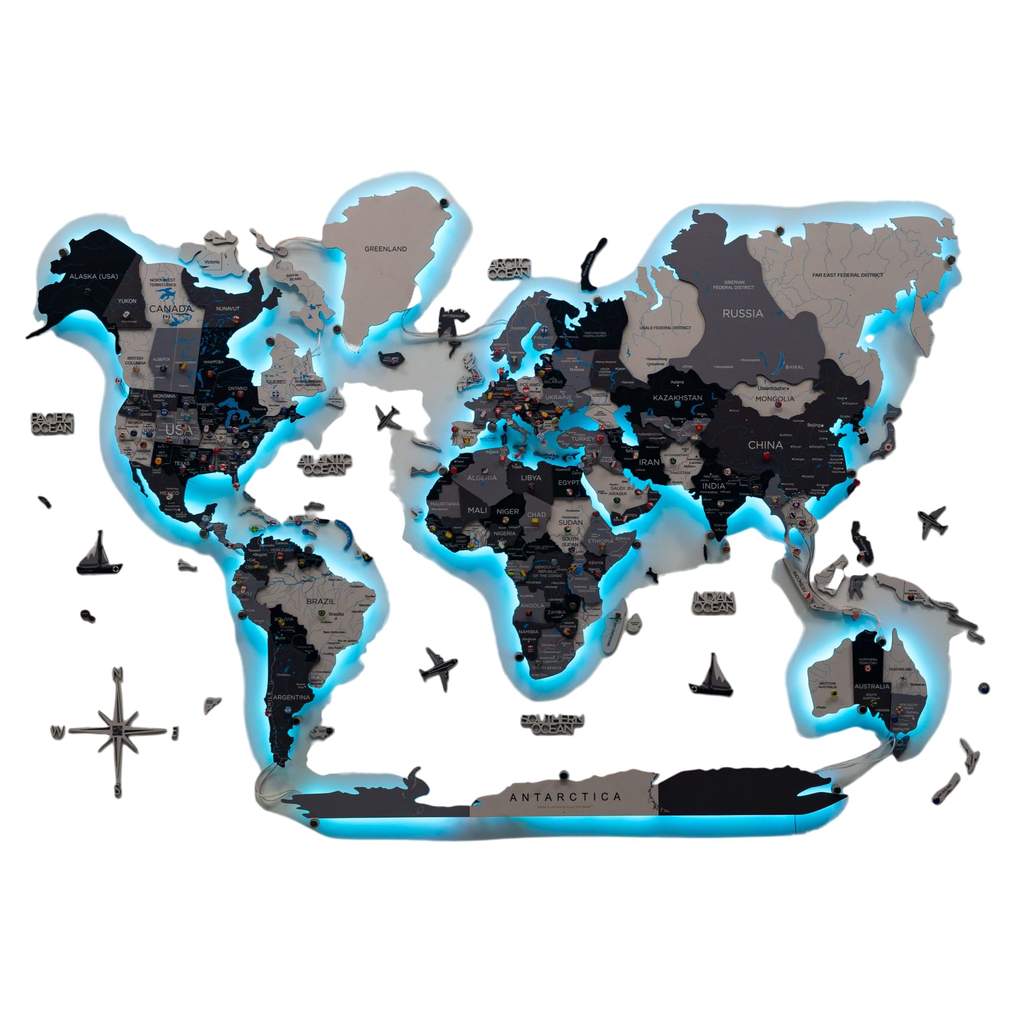 3DWood World Map ENJOY THE WOOD 南極木製世界地図 Amazon.com: Enjoy The Wood 3D Wooden World Map Wall Art - Large