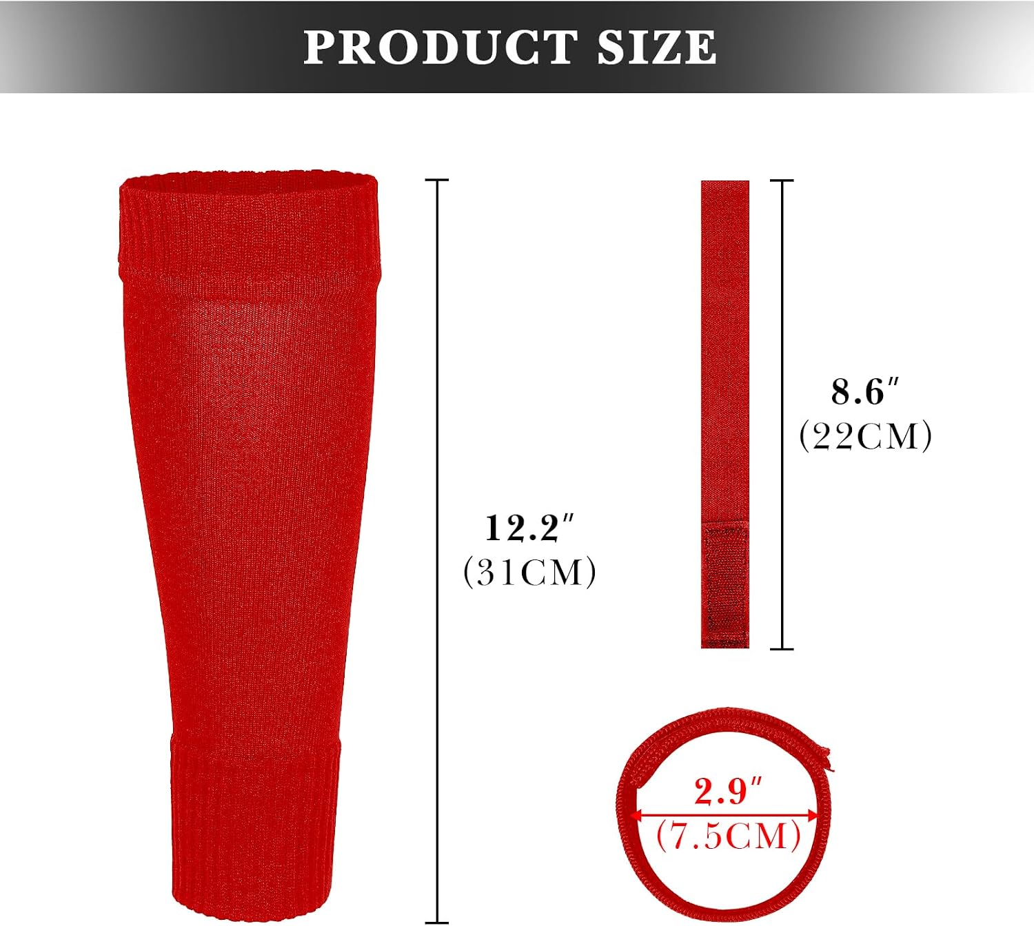Linkidea Kids Soccer Leg Sleeve with Shin Guard Straps, Elastic Compatible with Grip Socks, Best Alternative to Soccer Athletic Socks for Child 6-8 Years (Red)