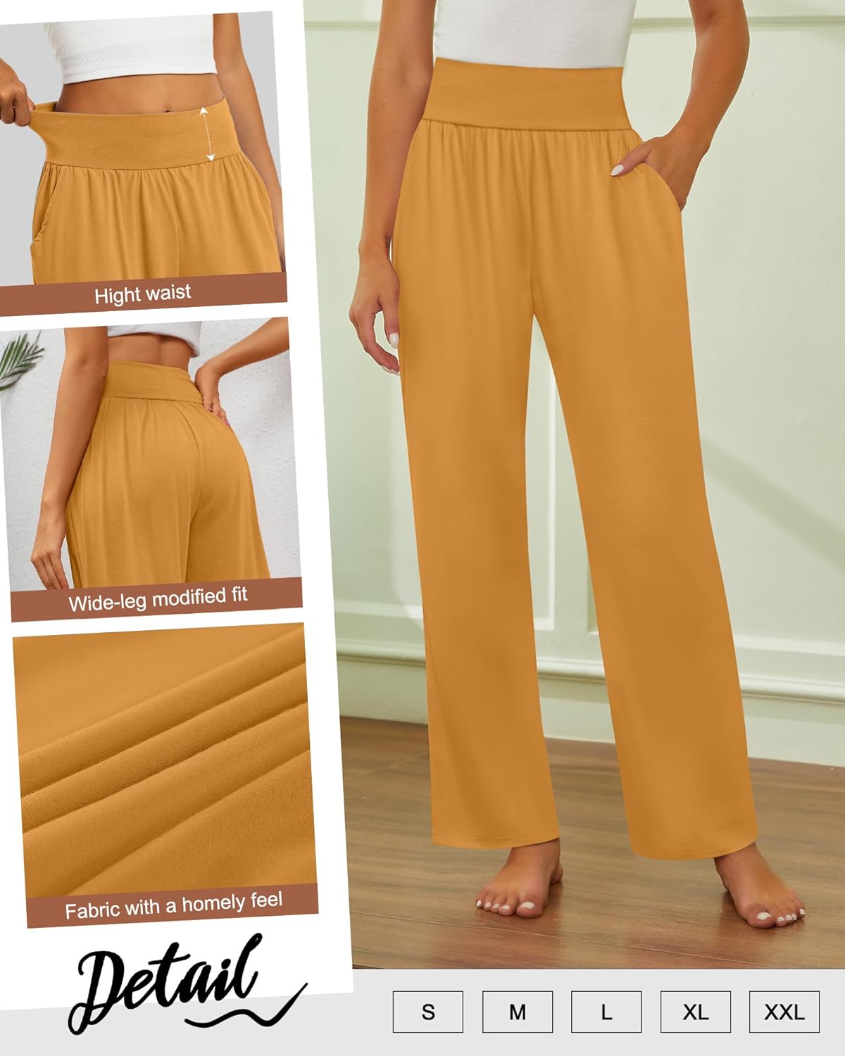 Neer 3 Pack Women's Wide Leg Yoga Pants, Comfy Lounge Pants with Pockets Ladies' Stretch Sweatpants Elastic Waist Joggers - Image 5