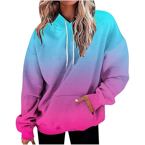 Womens Gradient Color Oversized Hoodies Trendy Caual 2024 Sweatshirts Comfort Pullover Fall Fashion Clothes