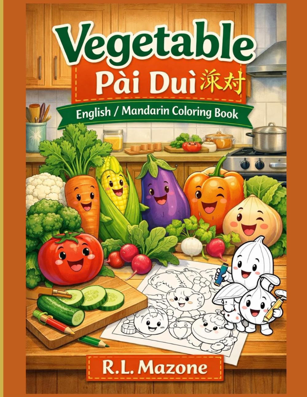 Vegetable PÀI DUÌ: English/Mandarin Bilingual Coloring Book