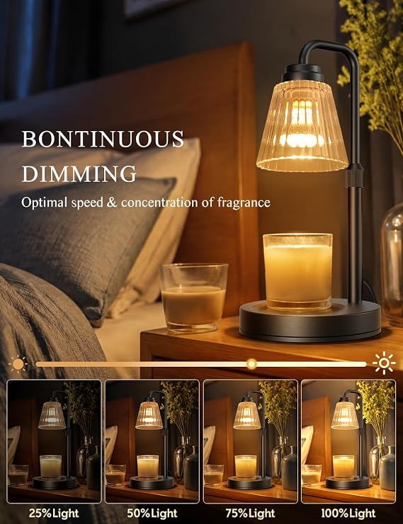 Candle Warmer Lamp with Timer, Dimmable Candle Warmer for Jar Candles, Height Adjustable Wax Melts Warmer, Birthday Gifts for Women Mom, House Warming Gifts New Home Decor