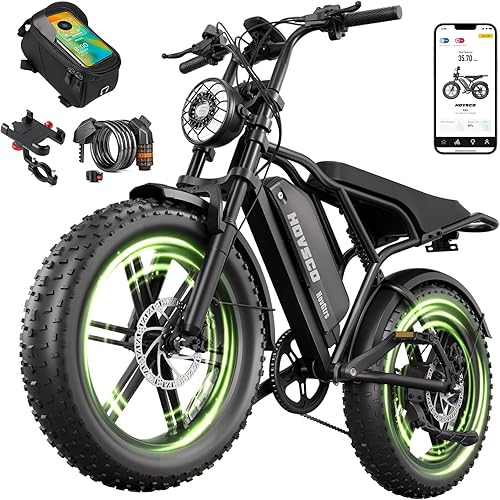 HOVSCO Electric Bike for Adults-1500W Peak Motor, 32MPH Off-Road Fat Tire Ebike, 20"x4.0" Tires, 48V 15/25AH Battery, Dual Suspension & Hydraulic Brakes