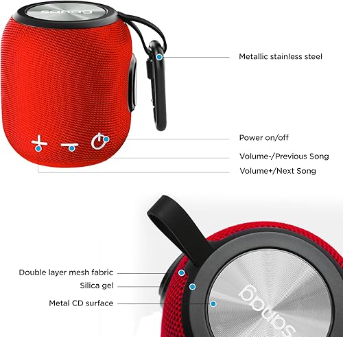 Miniatura 3 de Sanag Altavoz Bluetooth portátil inalámbrico pequeño altavoz estéreo sonido IP67 impermeable para viajes al aire libre hogar y fiesta rojo