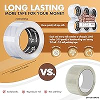 Vista 9 de Packstrong Industrial Grade Clear Packing Tape 6 Rolls - 110 Yards per Roll - 3" Wide x 2.5 mil Thick, Acrylic Adhesive Heavy Duty Tape for Box
