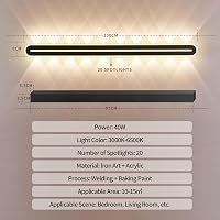 SUCIKORIO 100 cm LED Fali Lámpa - 40W Modern Fekete Világítás 3000K-6500K, 5-100% Szabályozható, Távirányítóval és Applikációval Hálószobába 5
