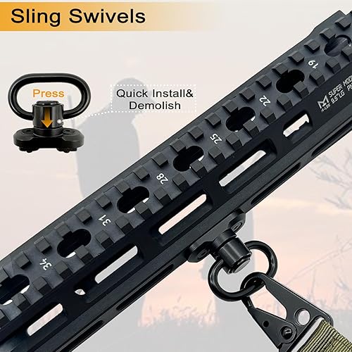 Miniatura 60 de Eslinga de rifle QD de 2 puntos con soportes giratorios QD, eslinga elástica tradicional de dos puntos de hardware de metal, correa ajustable extra