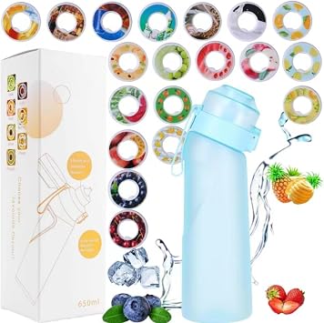 19 Flavors Tasting Water Bottle, Taste Changing Water Bottle, 650ml Fruit Fragrance Water Bottle, BPA Free Sports Air Water Up Bottle, Fitness Yoga Outdoor Sports Water Bottle, Sugar 0