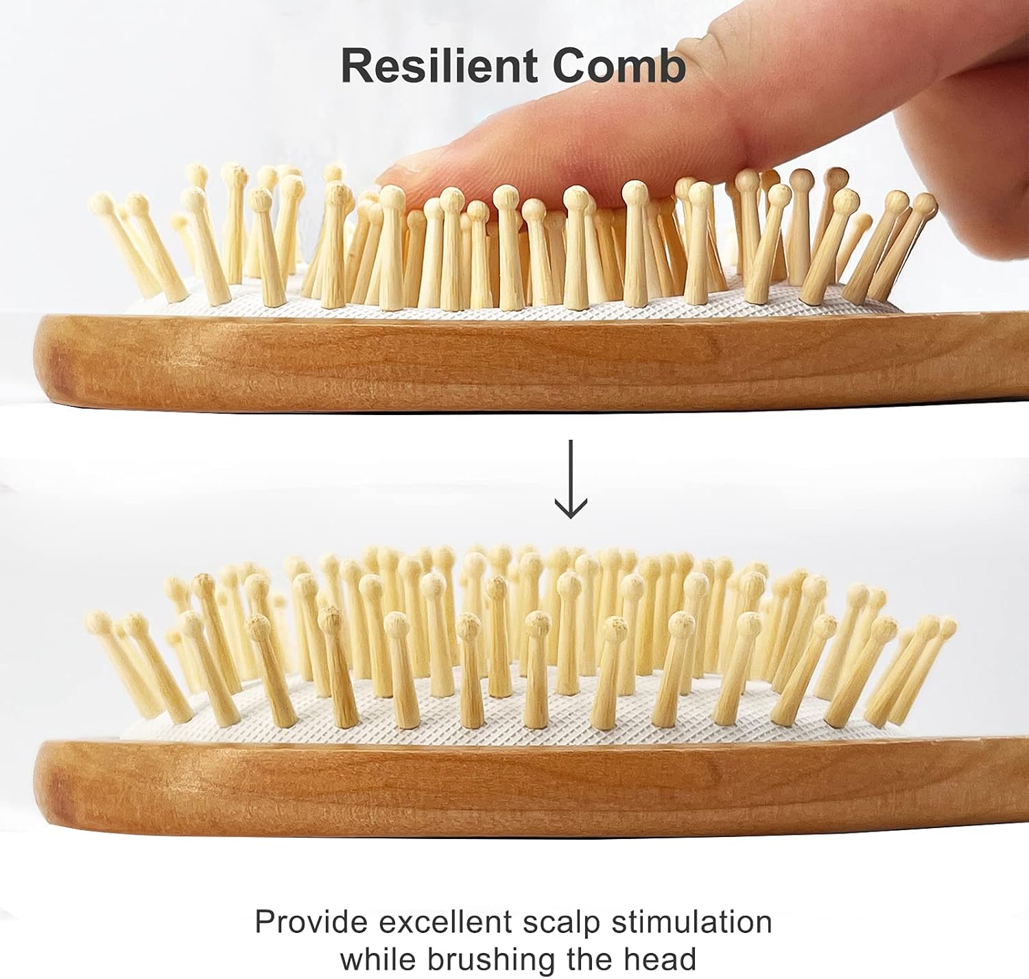 FREATECH Wooden Paddle Hair Brush with Rubber Air Cushion for Hair