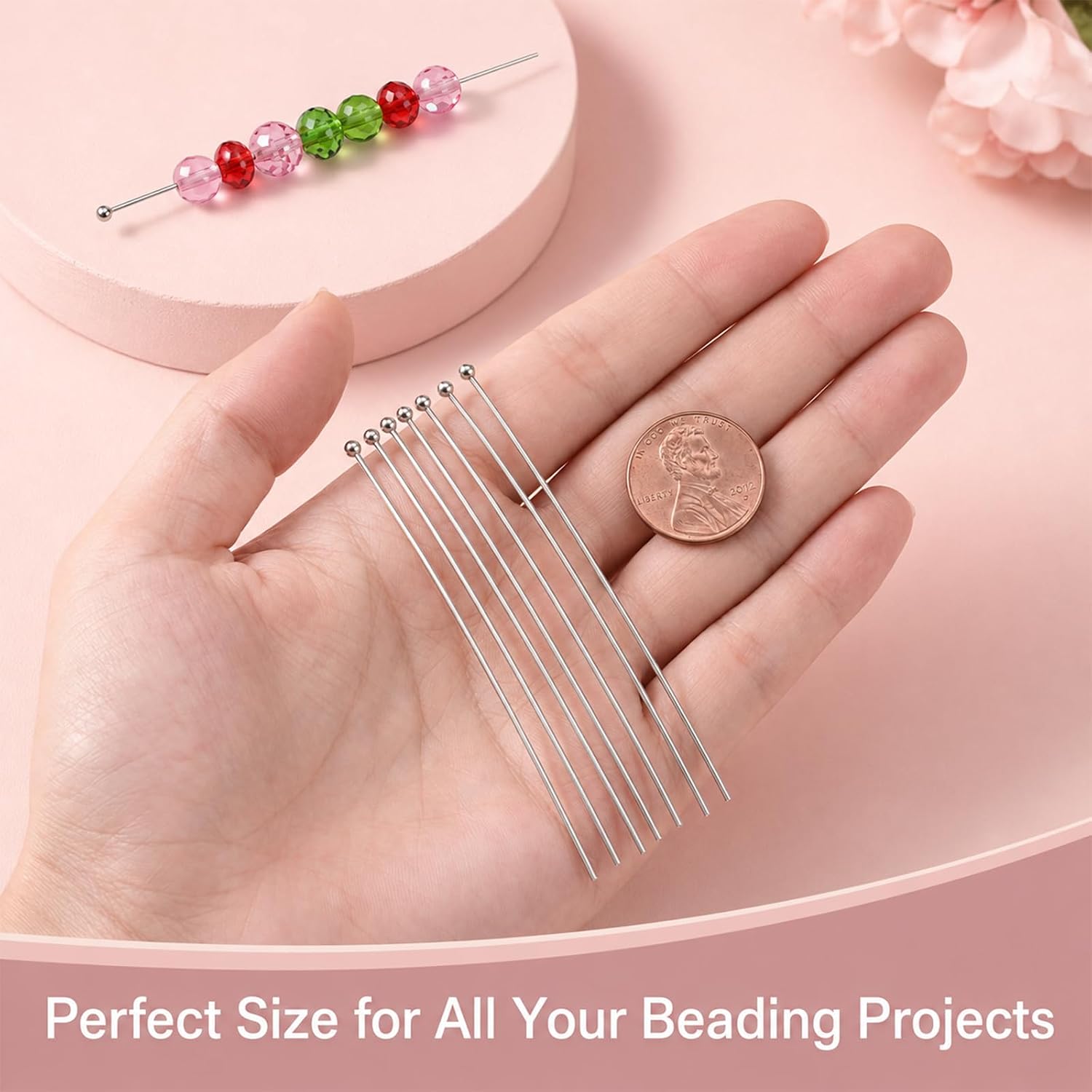 Head Pins for Jewelry Making, 200 Pcs Long 70mm Ball Head Pins