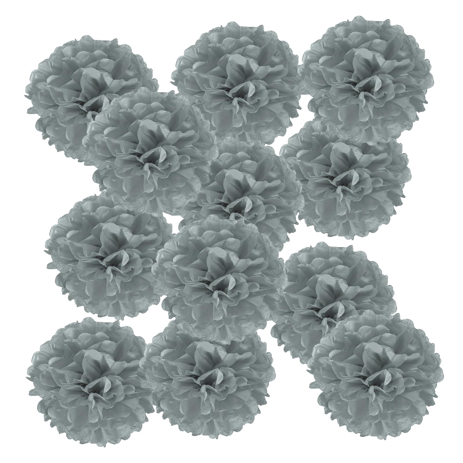 Pompons en papier pour mariage et enterrement de vie de jeune fille gris PATIKIL