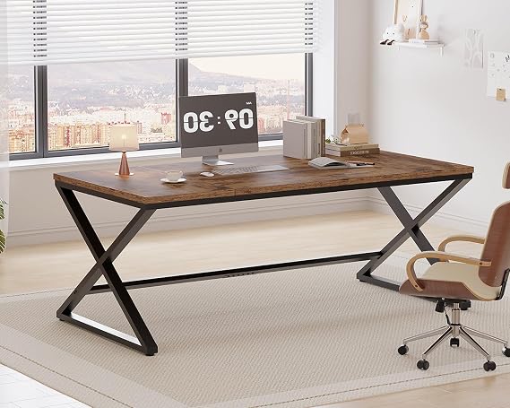 LVB Gaming Desk Office Table Computer Large Home Desks 180cm Rustic Brown